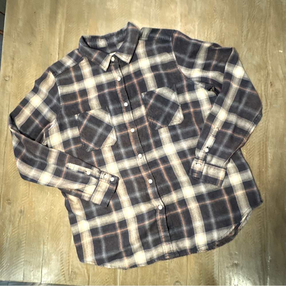 Mission blue plaid flannel shirt L